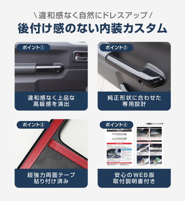 ジムニーノマド JC74W 内側ハンドルカバー 4P ピアノブラック 内装 カスタム パーツ ドレスアップ アクセサリー カーインテリア 保護_3