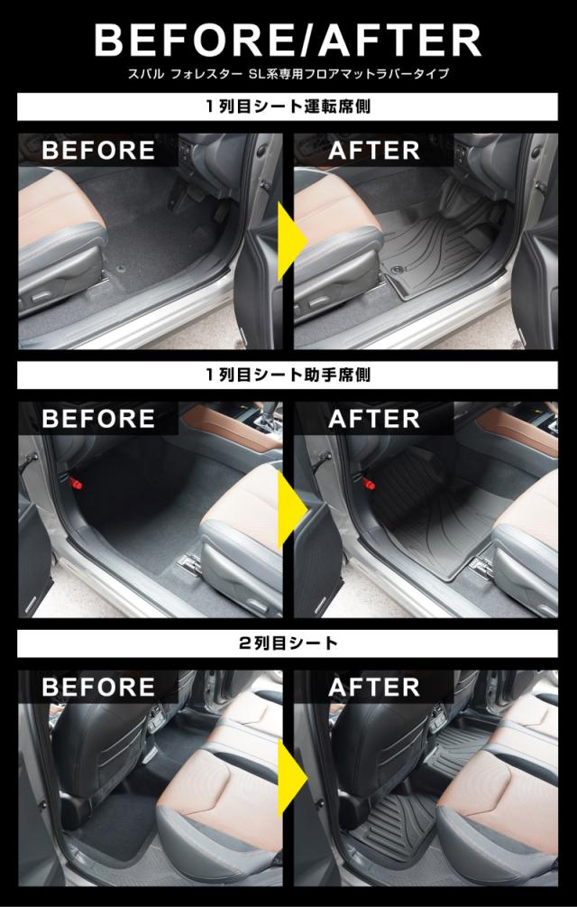 【予約/5月30日頃入荷予定】【セット割】スバル 新型フォレスター SL系 専用 フロアマット&フルカバーラゲッジマットセット ラバータイプ 7P 防水 防汚 キズ防止 保護 内装 カスタム パーツ 水洗いOK_11