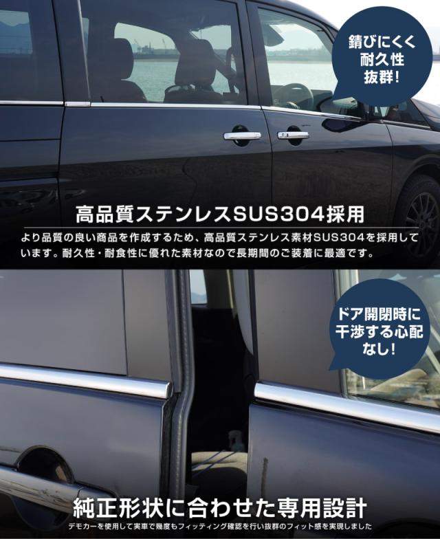 新型セレナ C28 ウィンドウトリム ガーニッシュ 左右セット 10P 鏡面仕上げ 2026年2月マイナーチェンジ後対応 外装 カスタム パーツ アクセサリー ドレスアップ 社外品 カスタマイズ 日産 NISSAN SERENA_10