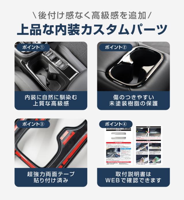 【予約/1月20日頃入荷予定】【セット割】ヴェゼル RV系 前期専用 フロント＆リア ドリンクホルダー インテリアパネル 2P ピアノブラック_5