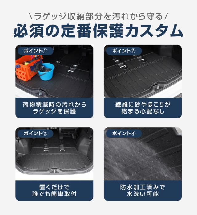 【予約/7月10日頃入荷予定】ノア ヴォクシー 90系 ラゲッジマット ラバータイプ 1P ブラック 2026年マイナーチェンジ後対応 2026 新型 TOYOTA NOAH VOXY 内装 保護 マット インテリア_4