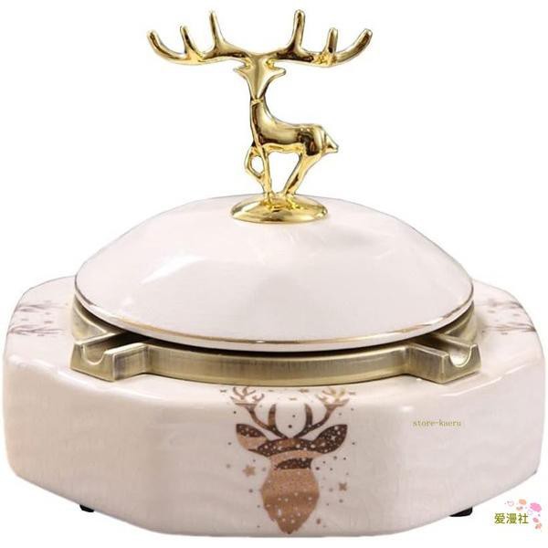 多機能灰皿 蓋付きのセラミック灰皿屋外屋内ホームオフィスデスクトップの装飾灰皿（ピンク/グリーン） デスクトップの装飾 (Color : Piの通販は