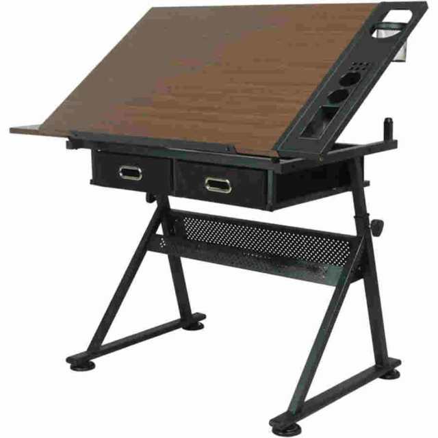 図面テーブル、製図机、調節可能な描画表、高さ調節可能な製図机傾斜可能な卓上製図台、2つの収納引き出し付きアートライティング読書ワークステーション、絵画の通販は