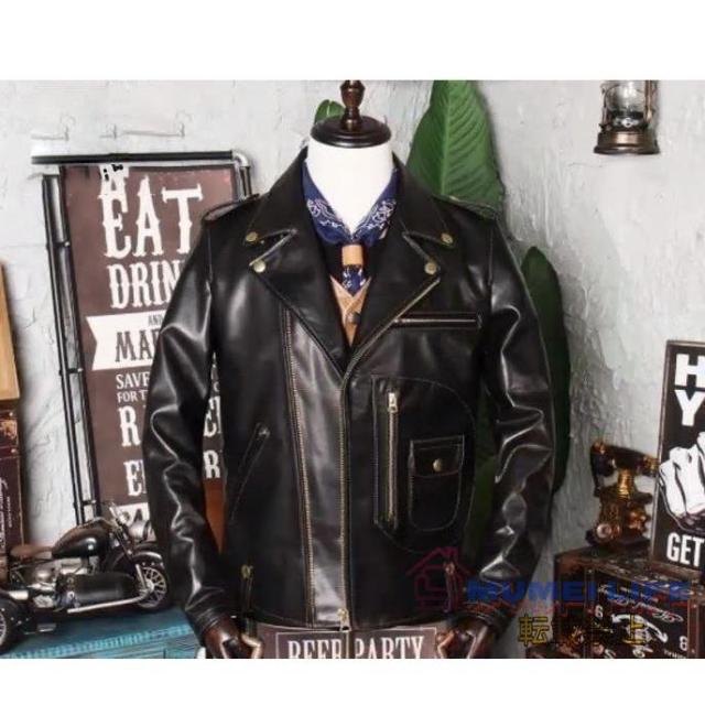 超人気☆ホースハイド 50's J-24タイプ ダブルライダース レザージャケット ブラック オイルワックスレザー 1.3mm馬革の通販は