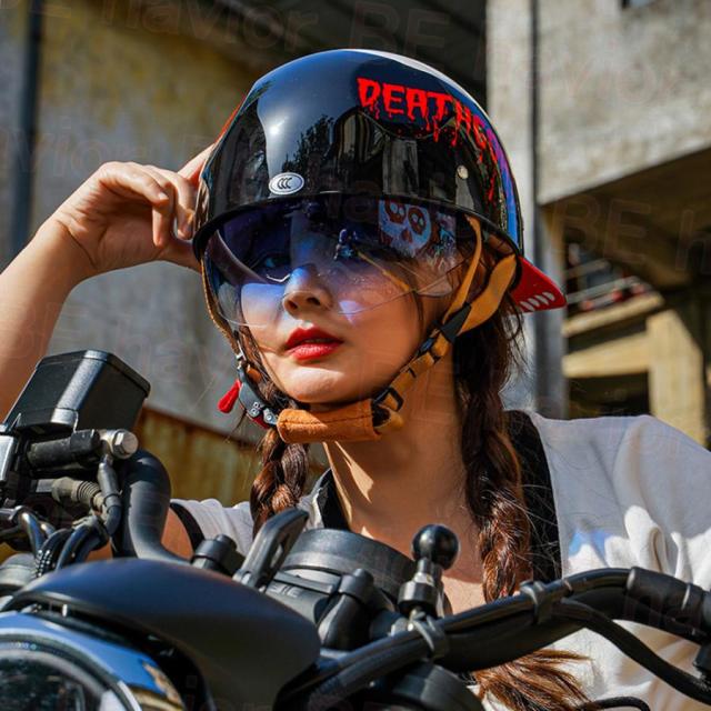 公道対応不可 装飾ヘルメット ハーフヘルメット 半キャップ シールド可動 野球帽 つば付き ユニセックス 男女兼用 軽量 日除け 夏季適用の通販は