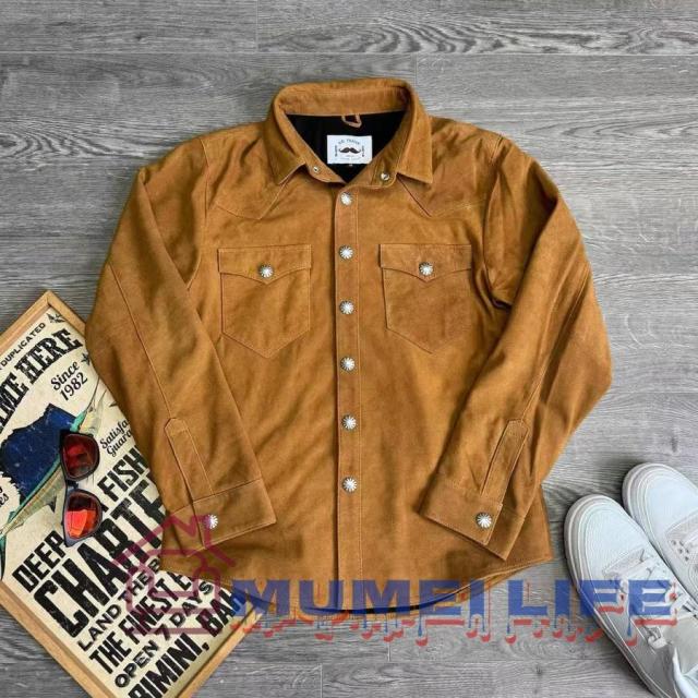 軽く 柔らかく 快適性が抜群で 本物の鹿革を使用したシャツ アメカジスタイルのフィットした男性用本革ジャケットの通販は 25,069円