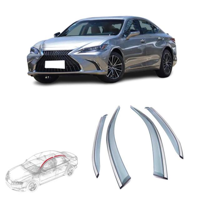 車用サイドバイザー カーレインシールド レクサスES ES300h AXZH10型 2018.10~現行 専用 ドアバイザー サイドバイザー 雨避け 日避け トリムカバー 半透明ブラッの通販は