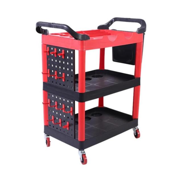 ツールカート ツールワゴン 3段 工具カート 工具ワゴン 整備 ツールトロリー キャスター付き 工具台車 ハンドル 収納ボックス付き 側面プレート付き フック付き 9,735円
