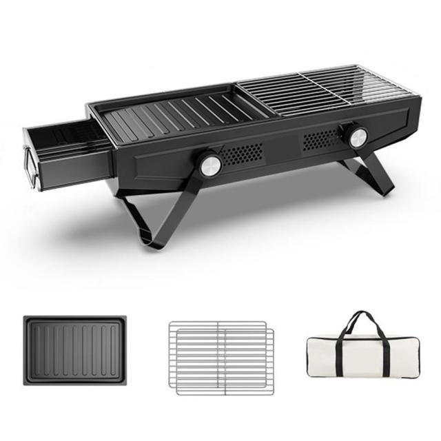 bbq コンロ 卓上 バーベキューコンロ 焚き火台 3~7人用 鉄板付き 網付き 収納袋付き キャンプ アウトドア 携帯用 焚火台 焼き台 蒸し焼き 燻製 ステンレス鋼 バの通販は 7,678円