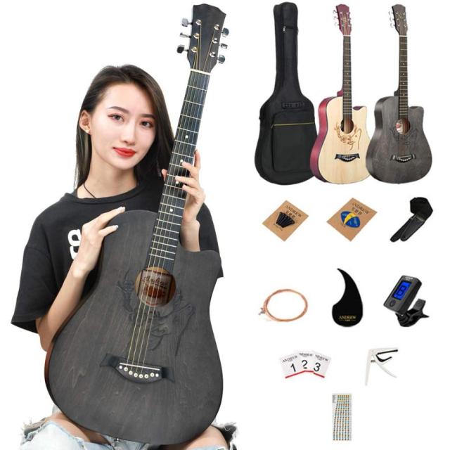 ギター 初心者 アコースティックギター 小学生 大人用 初級 クラシックギター 初心者 入門 ギター シナノキ アコースティックギターセット (ブラックグレー)の通販は
