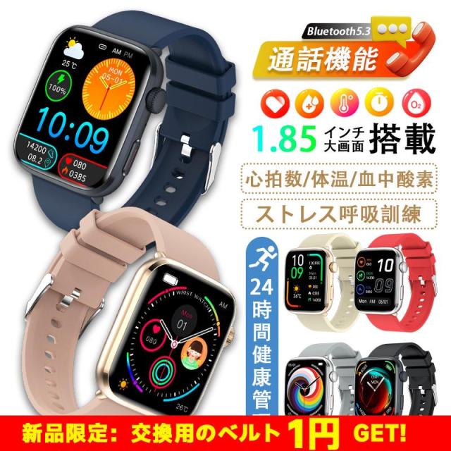 2024最新「測定」スマートウォッチ 正規品 健康診断 通話機能付き 体温 高精度心拍数 HRV  睡眠管理 着信通知 IP68防水 日本製センサー プレゼント 10,880円
