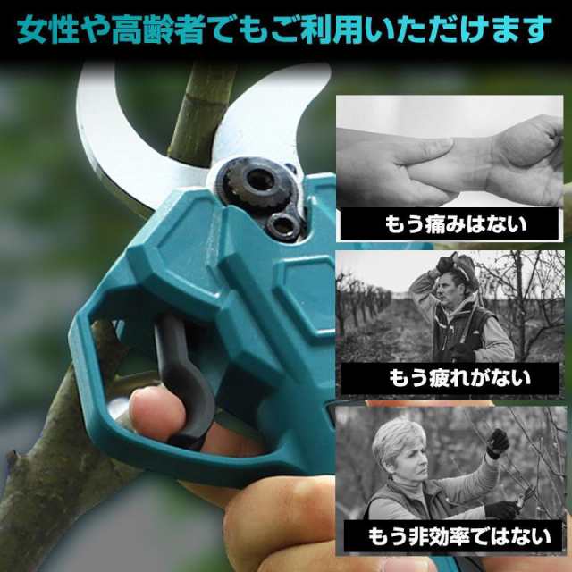 電動剪定バサミ 剪定はさみ 一台2役 切断直径40mm 4段階開き角度調整可能 軽量 伸縮ポール最長2.5m マキタ バッテリー互換 軽量 電動枝切りバサミ 庭木の通販は