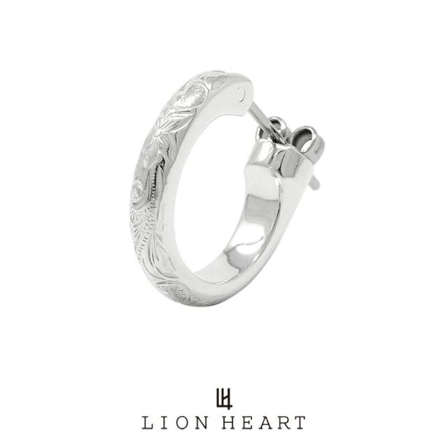 ライオンハート I will engrave クロッシングピアス ヘリテイジ シルバー925 1EA113A0SV LION HEART プルメリア ハワイアン ステンレスポスト フープピアス 1点売り 片耳用 メンズ ブランド プレゼント 誕生日 シルバー