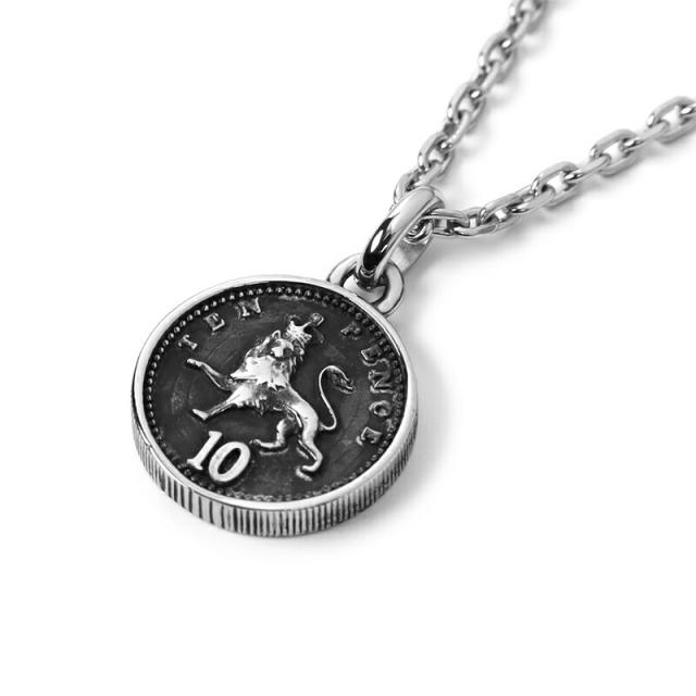 ライオンハート LH-1 ライオンコインネックレス イギリス10ペンス硬貨 サージカルステンレス316L 金属アレルギー対応 リバーシブル 03NE057ASV  LION HEART ステンレス ネックレス メンズ 人気ブランド メール便対応商品_3