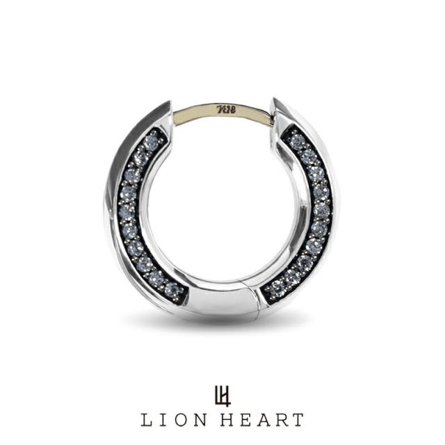 ライオンハート for Gift クラッチピアス サイドストーン クリア・ブラック シルバー925 1EA191  LION HEART K18ポスト フープピアス 1点売り 片耳用 メンズ ピアス ブランド 誕生日 プレゼント シルバー_3