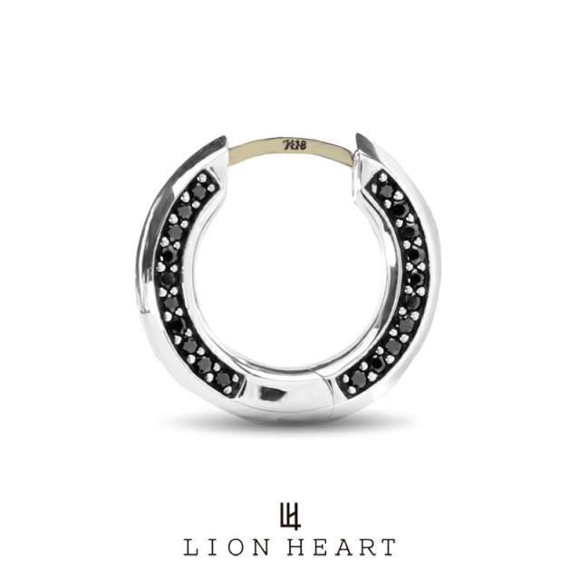 ライオンハート for Gift クラッチピアス サイドストーン クリア・ブラック シルバー925 1EA191  LION HEART K18ポスト フープピアス 1点売り 片耳用 メンズ ピアス ブランド 誕生日 プレゼント シルバー_2