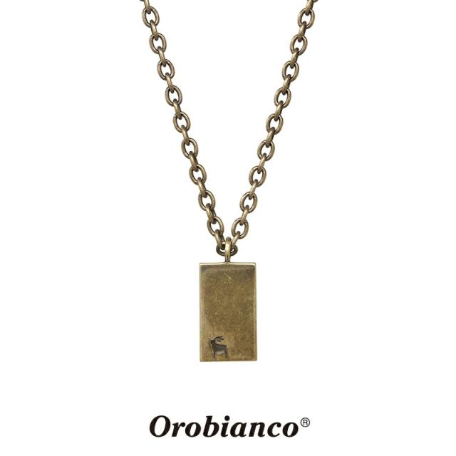 オロビアンコ プレート ネックレス 真鍮 アンティーク加工 ORON005GA チェーン44.5cm  Orobianco Necklace 金古美コーティング ブランド メンズの通販は