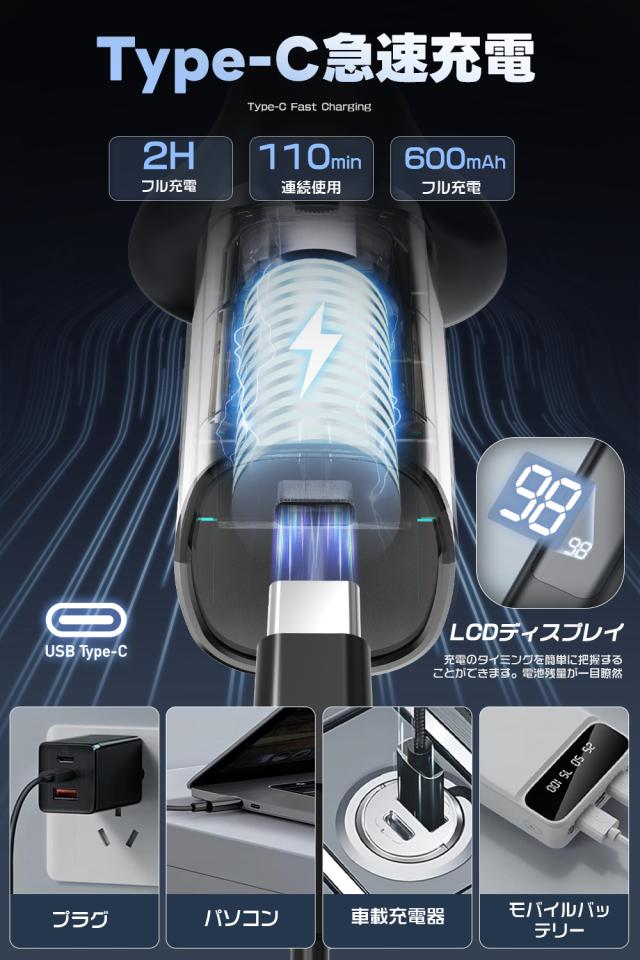 ＼2026新登場&回転式シェーバー／シェーバー メンズ 髭剃り 27枚刃 乾湿両用 360°回転式 電気シェーバー 低騒音 電動シェーバー ひげ剃り 深剃り IPX7防水 水洗い可 type-c充電式 LCD残量表示 軽量 持ち運び便利 出張/旅行/プレゼント 日本語取扱説明書付_5