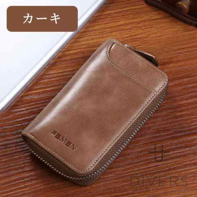 キーケース 牛革 メンズ スマートキー おしゃれ コンパクト プレゼント ペア ダブル 鍵 クリア窓付ダブルポケット トヨタ ホンダ シンプルおしゃれ プレゼント