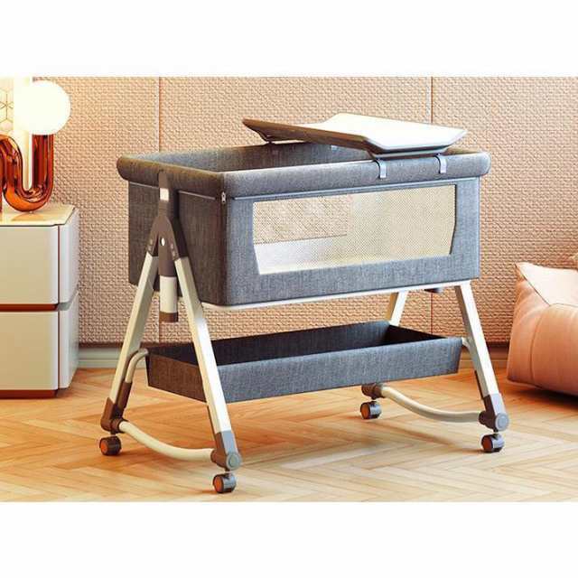 ベビーベッド 0~24ヶ月 折りたたみ 添い寝 蚊帳付き キャスター付き