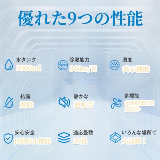 除湿機 1台3役 強力除湿 空気清浄機 ホースで連続排水 20畳 2.2L 大容量 加湿器  湿度調整 衣類乾燥機 2200ML ハイブリッド式 乾燥器  イオン発生 UV-C除菌 AI自動モード カビ  部屋干し 衣類乾燥 花粉 梅雨  結露対策 静音 消臭 湿気取り 除湿器  乾燥機