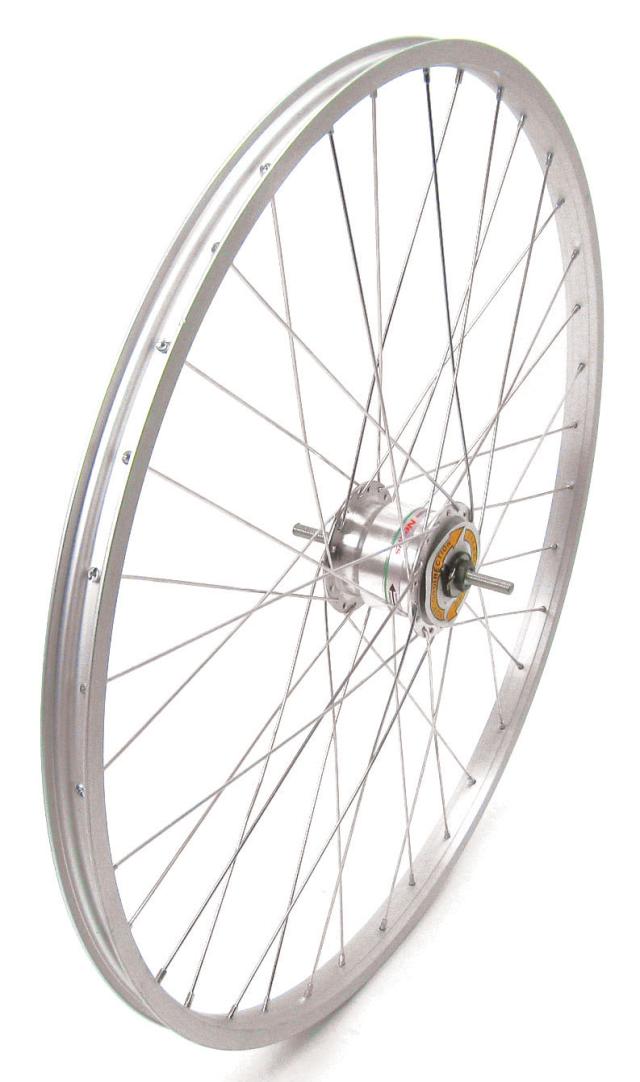 自転車 ハブダイナモ付き 前車輪 26インチ 26 x 1 3/8 ステンレス WO