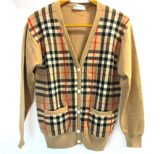 バーバリーズ カーディガン ニット ベージュ チェック Burberrys ヴィンテージ チェック サイズM