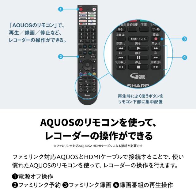 2024年新型モデル 2B-C20GW1 シャープ アクオス ブルーレイ // SHARP
