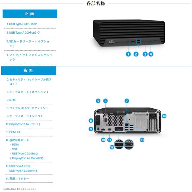 HP Pro SFF 400 G9 デスクトップパソコン 8Y4T6AV-AZNS Win11 Pro