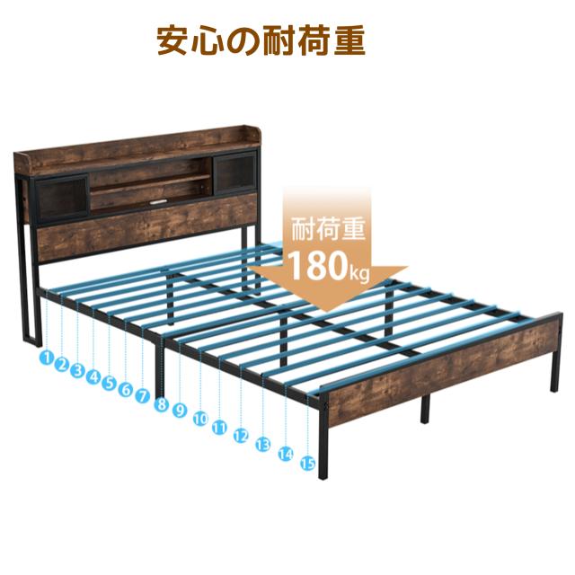 春分セール！高級【SD・セミダブル】ベッドフレーム・コンセント付きBROWN 特典25％SALE10％還元】超人気高級ベッドフレーム【SD・セミダブル