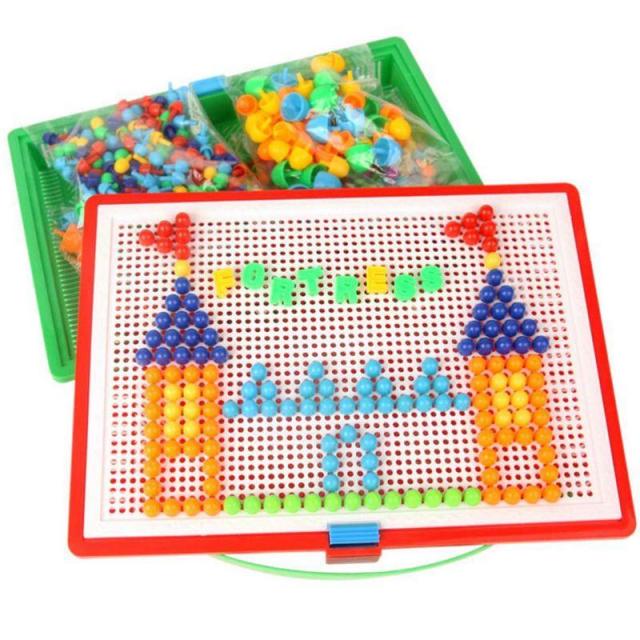 iplusmile ペグボード おもちゃ パズルゲーム玩具 ラーマッシュルーム釘 DIY パズル 玩具 知育おもちゃ 玩具セット 幼児教育玩