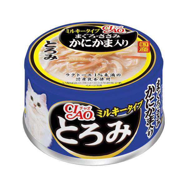 猫ウェットフード　2377 いなば チャオ 缶 とろみ ミルキータイプ まぐろ・ささみ かにかま入り 80g 48個入り