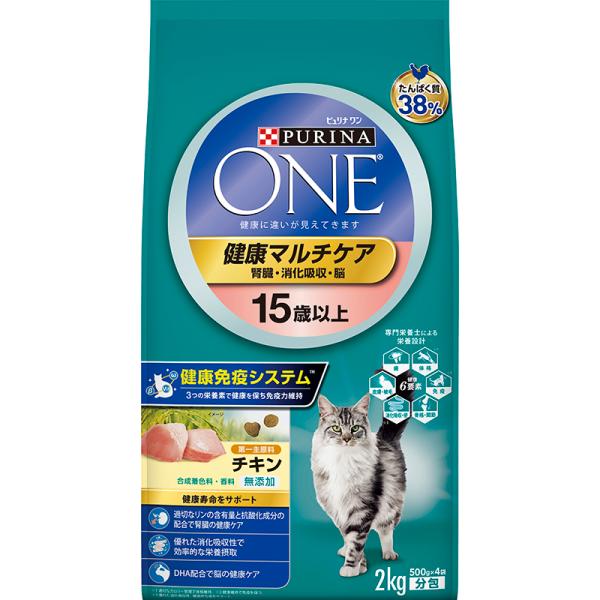 猫ドライフード 1321 ピュリナ ワン 健康マルチケア 15歳以上 チキン 2kg×6袋（12kg）