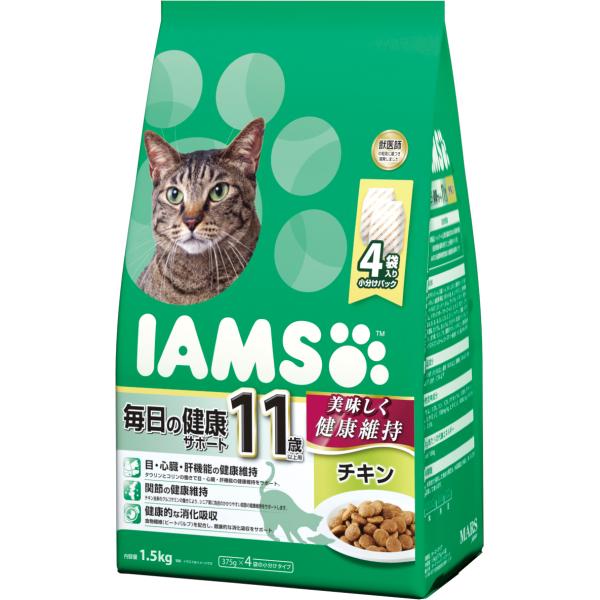 猫ドライフード 2019 アイムス 11歳以上用 毎日の健康サポート チキン 1.5kg×6袋（9kg）