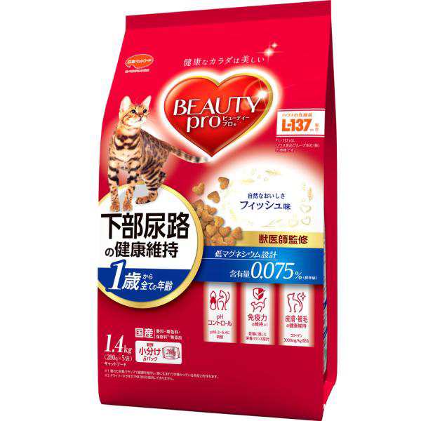 猫ドライフード 3110 日本ペットフード ビューティープロ キャット 下部尿路の健康維持 1歳から 1.4kg×8袋（11.2kg）の通販は 11,023円