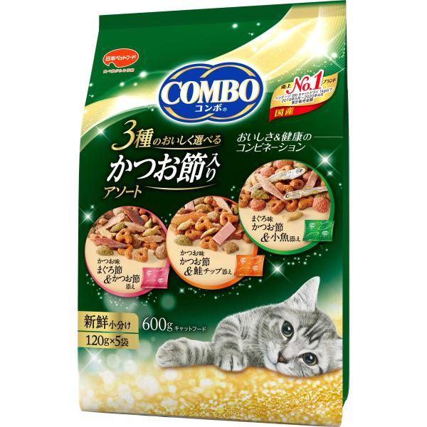 猫ドライフード 4742 日本ペットフード コンボ キャット かつお節入りアソート 600g×12袋（7.2kg）