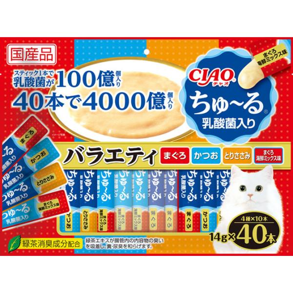 猫用おやつ 4269 いなばペットフード CIAO ちゅ〜る 乳酸菌入り バラエティ 14g×40本 4セット（2.24kg）
