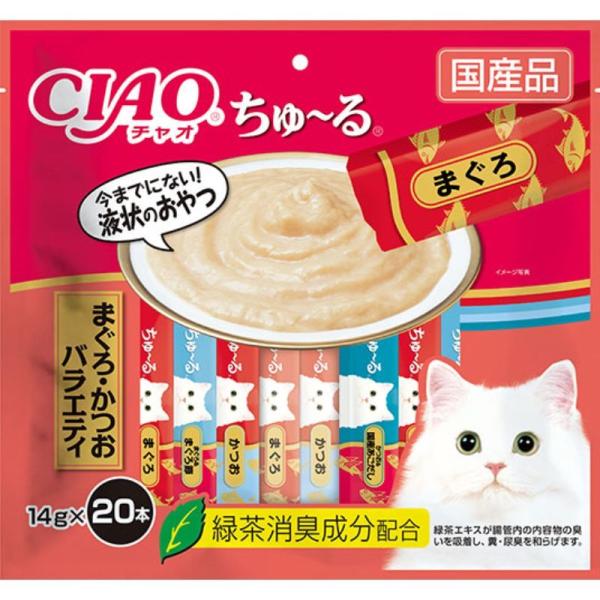 猫用おやつ 6333 いなばペットフード CIAOちゅ〜る まぐろ・かつおバラエティ 14g×20本 8セット（2.24kg）