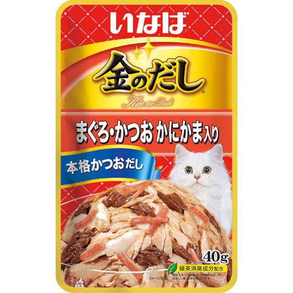 猫ウェットフード 811654  いなばペットフード いなば 金のだしパウチ まぐろ・かつお かにかま入り 40g×96セット(3.84kg)