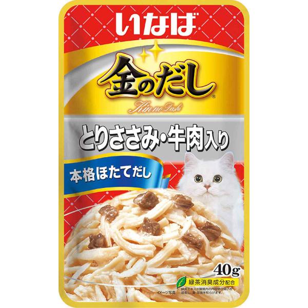 猫ウェットフード 3647  いなばペットフード いなば 金のだしパウチ とりささみ・牛肉入り 40g×96セット(3.84kg)