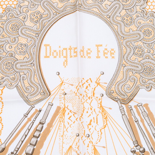 SAランク】 エルメス HERMES スカーフ カレ90 シルク Doigts de Fee