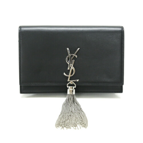 【ABランク】 サンローラン SAINT LAURENT ケイト チェーンウォレット カーフレザー 452159 ショルダーバッグ クロスボディ レディース ブラック 中古 eaf01003