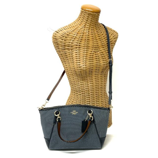 コーチ COACH ハンドバッグ キャンバス レザー 27576 肩掛け 斜めかけ 2WAY レディース ネイビー / ブラウン 美品 中古 mah19016の通販は