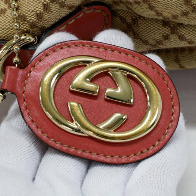 グッチ GUCCI スーキー ディアマンテ キャンバス レザー ハンドバッグ