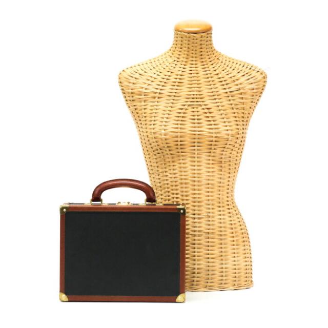 【Bランク】 ボッテガ ヴェネタ BOTTEGA VENETA アタッシュケース レザー PVC ブリーフケース トランク ビジネスバッグ ヴィンテージ 書類かばん メンズ ブラック / ブラウン 中古 mao05003