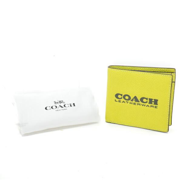 コーチ COACH 二つ折り財布 レザー ロゴ C6700 ミディアムウォレット コンパクトウォレット レディース メンズ ライトグリーン 極美品 中古 mao17011の通販は