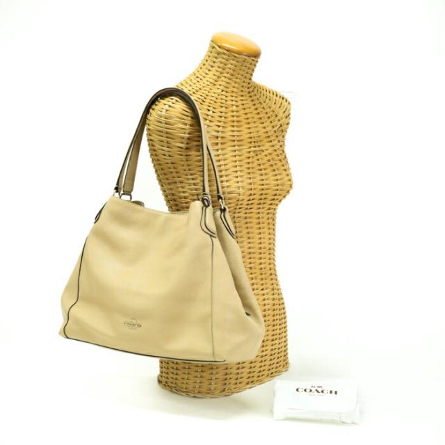 コーチ COACH イーディー リファイン レザー 33547 トートバッグ 肩掛け ハンドバッグ ショルダーバッグ レディース ベージュ 中古 map22004の通販は