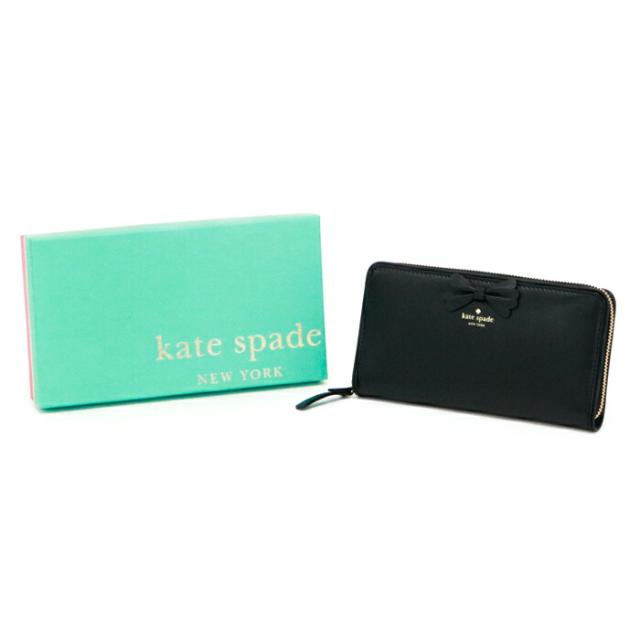 ケイトスペード Kate Spade ブルックサイド プレイス レイシー ラウンドジップ ウォレット レザー PWRU5065 長財布 ラウンドファスナー ロングウォレット リボンモチーフ レディース ブラック 美品 中古 mar02009の通販は