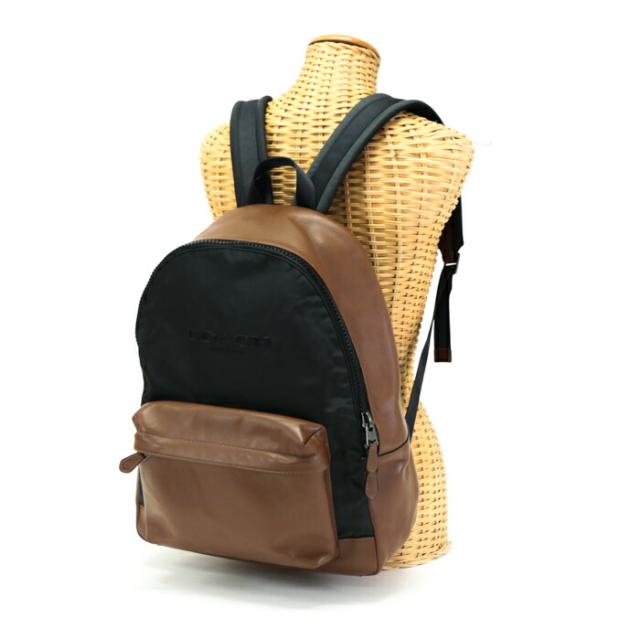 コーチ COACH チャールズ バックパック レザー ナイロン バイカラー ロゴ F59321 リュック デイパック バッグ メンズ ブラウン / ブラック 中古 mau01006の通販は 16,872円