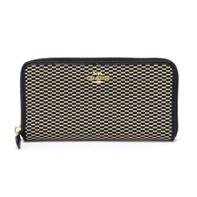 コーチ COACH ジップラウンド ウォレット ジャガード レザー F13677 長財布 ラウンドファスナー ロングウォレット レディース ベージュ / ブラック 中古 mau15026の通販は 7,980円